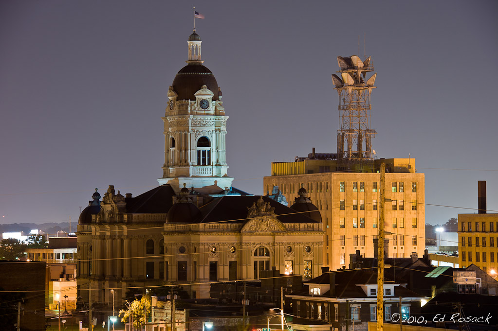 : The Evansville Courthouse at night