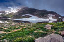 Summit lake, clouds and flowers on Mount Evans         (DSC_4841_2_3EnhancerPS: 3900 x 2613 Pixels)  